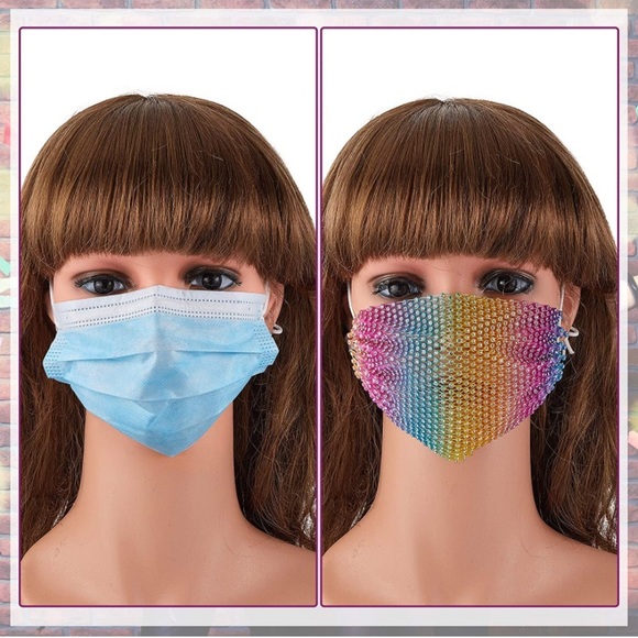 Mesh Rhinestone Face Mask - Picture 3 of 4
